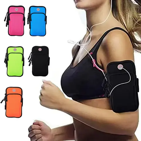 Unisex Neoprene Sports Armband - Jogging Equipment for Adults, Gym Use, Secure Hold, MP3/Mobile Phone Holder, Cash/Credit Card Pocket, Headphone Slot, Ideal for Running, Cycling