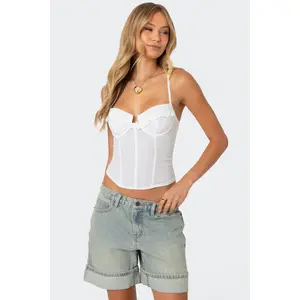Semi Sheer Linen Look Corset