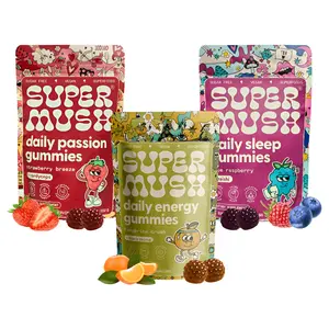 SuperMush Daily Gummies (Trio Bundle) - Daily Passion, Energy, & Sleep - Mushroom Gummies - Natural, Organic, Vegan, & Sugar-Free Mushroom Supplement - Ashwagandha Supplements with Cordyceps