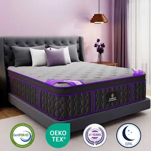 【Amethyst Series】Fansace 12 inch King size spring mattress,hybrid mattress in a box,memory foam,medium firm mattresses with Independent pocket springs,Extra Edge Support,Breathable Gel-Infused Cooling Gel Memory Foam Mattress with Springs Set