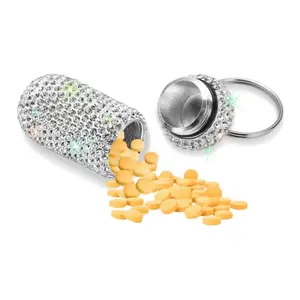 1pcs Rhinestone Small Medicine Bottle Keychain, Stylish Accessory for Keys, Keychain Jewelry, Perfect Gift Idea, Durable & Elegant Design