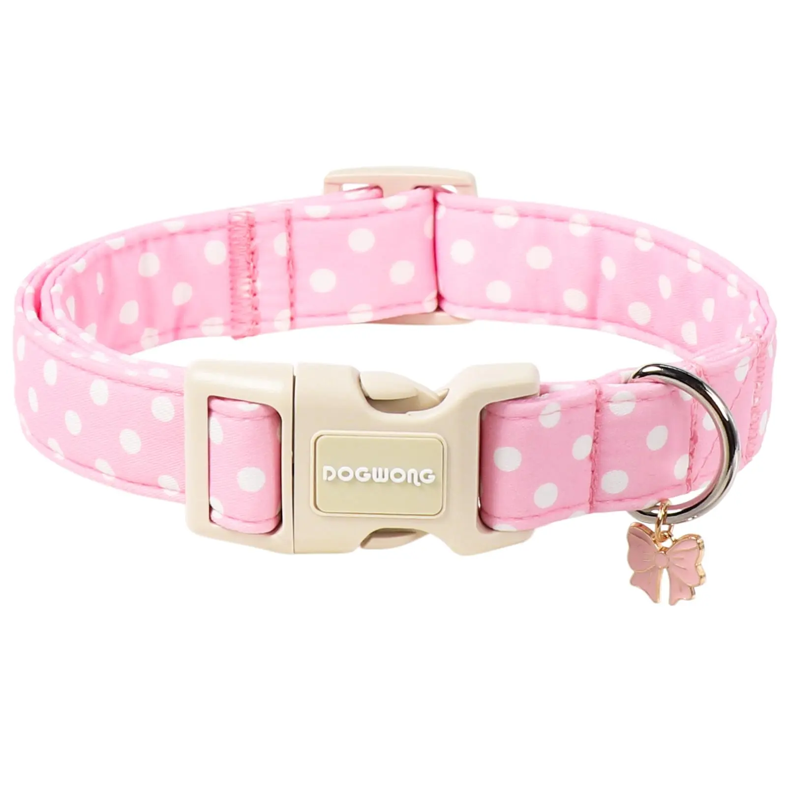 Dogwong Spring Summer Pink Polka Dot Dog Collar for Girl Dogs Adjustable Soft Beach Collar for Small Medium Large Dogs Durable Plastic Buckle