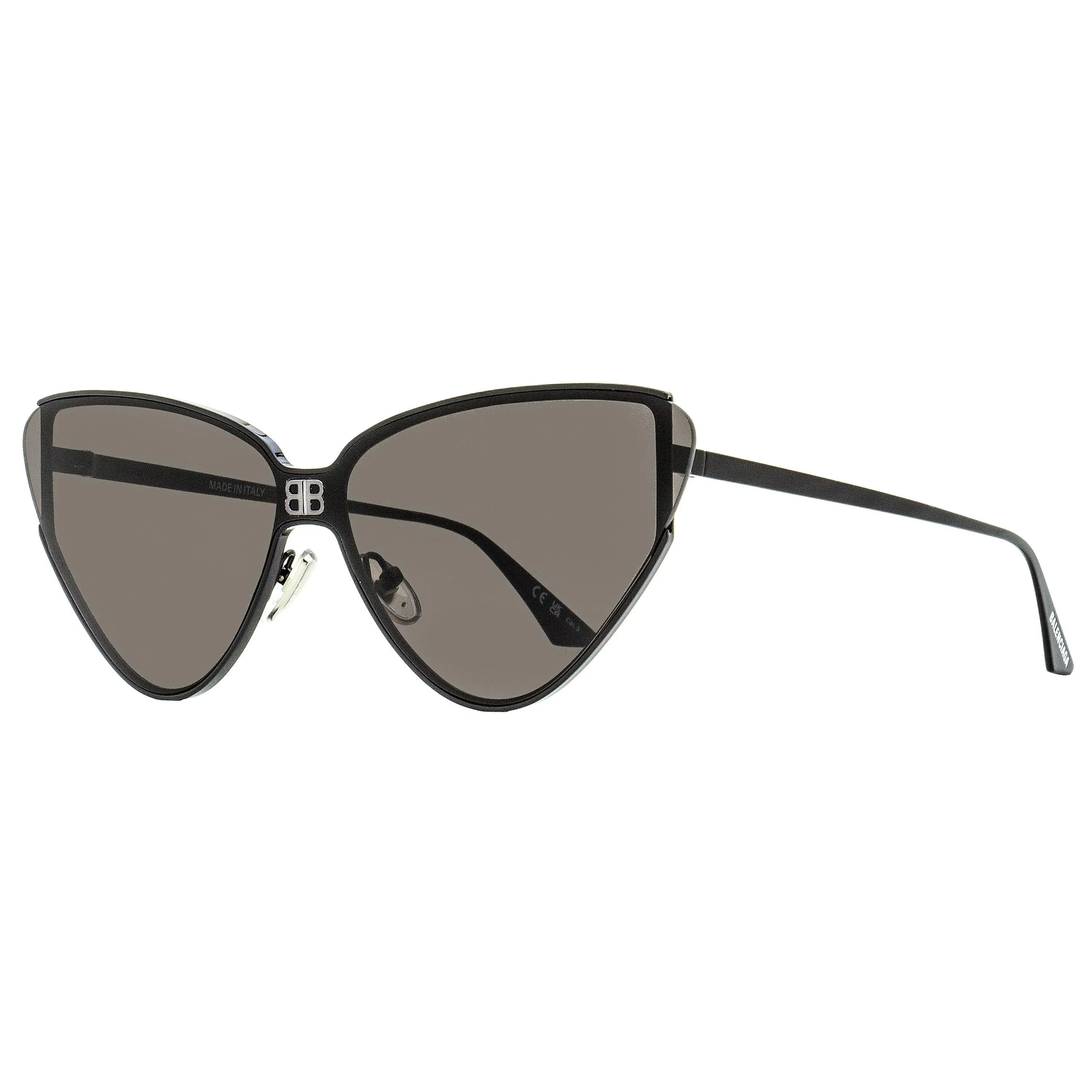Balenciaga Women's Bold Cateye Shield Sunglasses - Metal Frame Glasses, Iconic BB Logo Bridge, 100% UV Protection, Bold Architectural Designs, DEHP-Free, Fashion Insiders Accessory, Black BB0191S 001