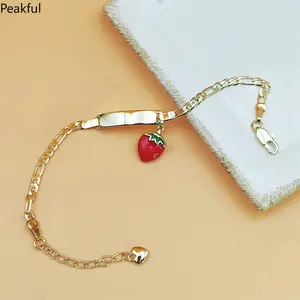 Fashionable Strawberry Cherry Pendant Bracelet  Stainless Steel ID Bracelet with Cute Fruit Charms  Perfect Jewelry for Everyday Wear & Gift for Fashionistas