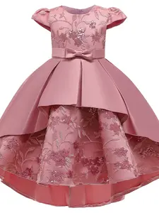 Kids Clothes Flower Girl Bow Embroidery Trailing Skirt Ball Gown Pageant Children Elegant Performance Princess Prom Host Formal Evening Party Cocktail Dress for all Season 1 to 8 Years Princess Seraphina Dress