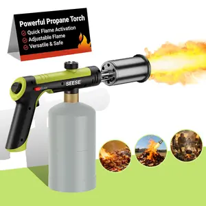 SEESE Powerful Propane Torch(Propane Tank Not Included),Outdoor Cooking Spray Gun with Adjustable Flame, One-button Start for Maximum Heat,Suitable for Outdoor Weeding, Heating,BBQ,  etc .