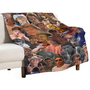 JJ Star Maybank Flannel Throw Blanket Soft Cozy Blanket for Home Office Sofa Travel Air Conditioning All-Season Fans Gift