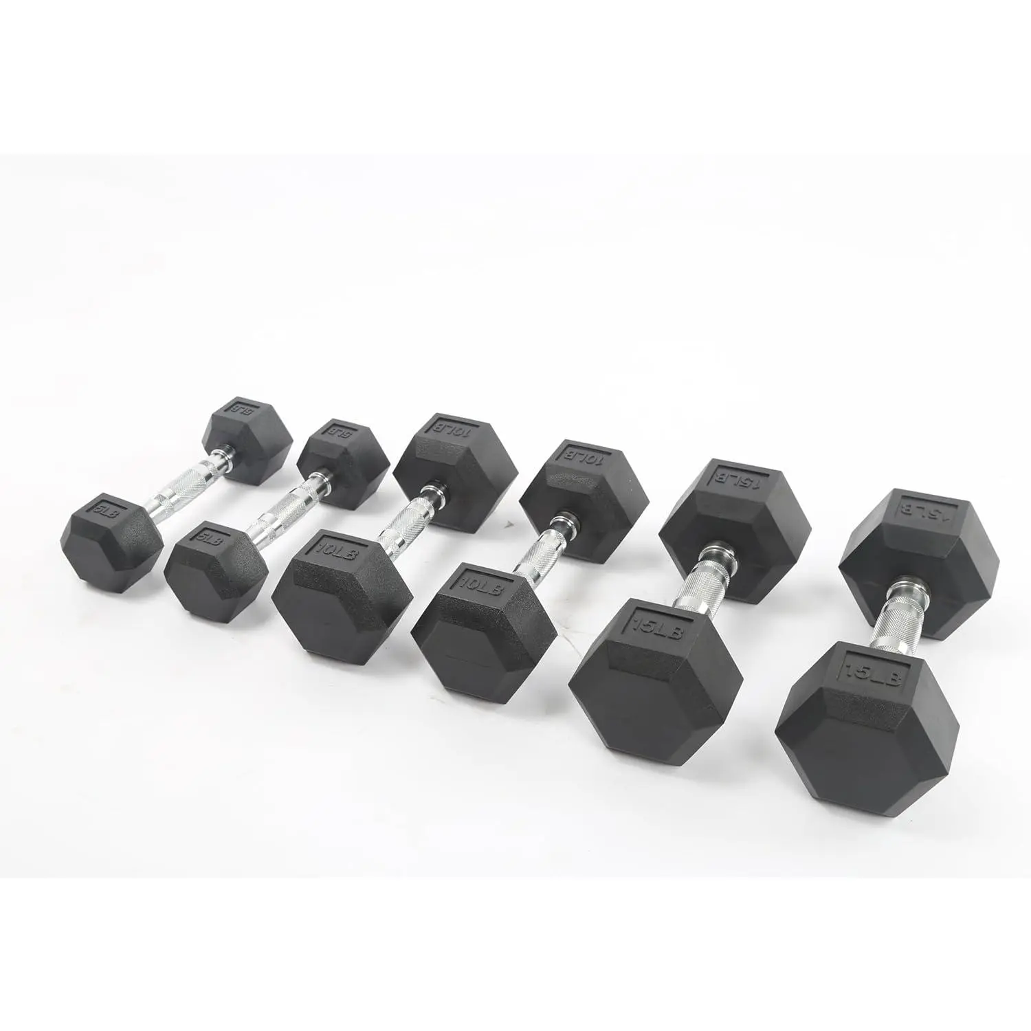 90 Lb Set(Pair of 10, 15, 20)PVC Hex Dumbbell Set: Cast Iron Core, Anti-Roll & Knurled Handle for Home Gym