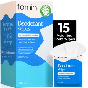 Fomin Acidified Mini Deodorant Wipes for Women & Men - Fragrance Free, pH Balanced, Plastic-Free, Individually Wrapped deodorant  wipes lumewholebody  deodorant