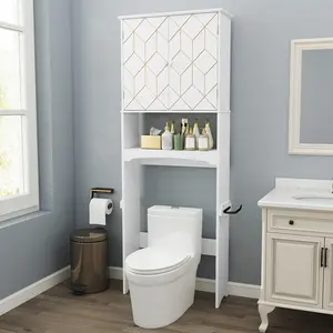 HLR Gold - Trimmed Over - Toilet Storage Cabinet - Stylish, Space - Saving, Durable | Perfect for Bathroom, Small Apartment, Modern Home | Ideal for Organizers, Home Decor Enthusiasts, Minimalist Lovers | Provides Extra Storage, Elegant Look