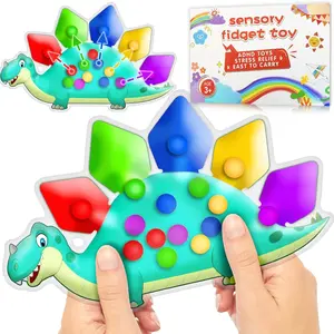 Easter Basket Stuffer Gift for Toddler Boys Dinosaur Color Sorting Sensory Toy Roadtrip Travel Essenstial Dementia Fine Motor Autism Fidget Preschool Classroom Activities for Kid Valentine Day Sensory Activity Board