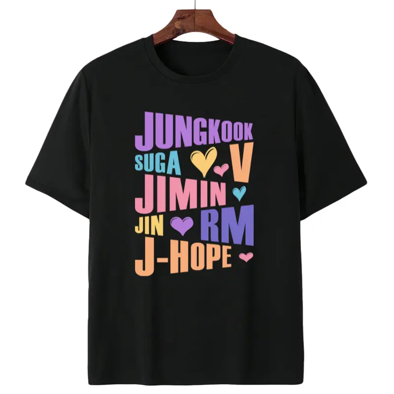 Kpop Printed Men's and Women's T Shirt Jungkook Jimin V J-Hope Rm Jin Short-Sleeved Casual Fashion Top Y2k Top  Women Clothing