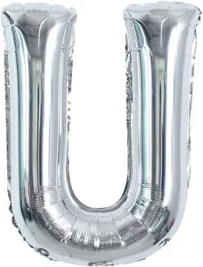 40 Inch Large Silver Letter U Helium Foil Mylar Balloon for 2026 New Year Eve Graduation Wedding Baby Shower Birthday Party Anniversary Supplies Decorations