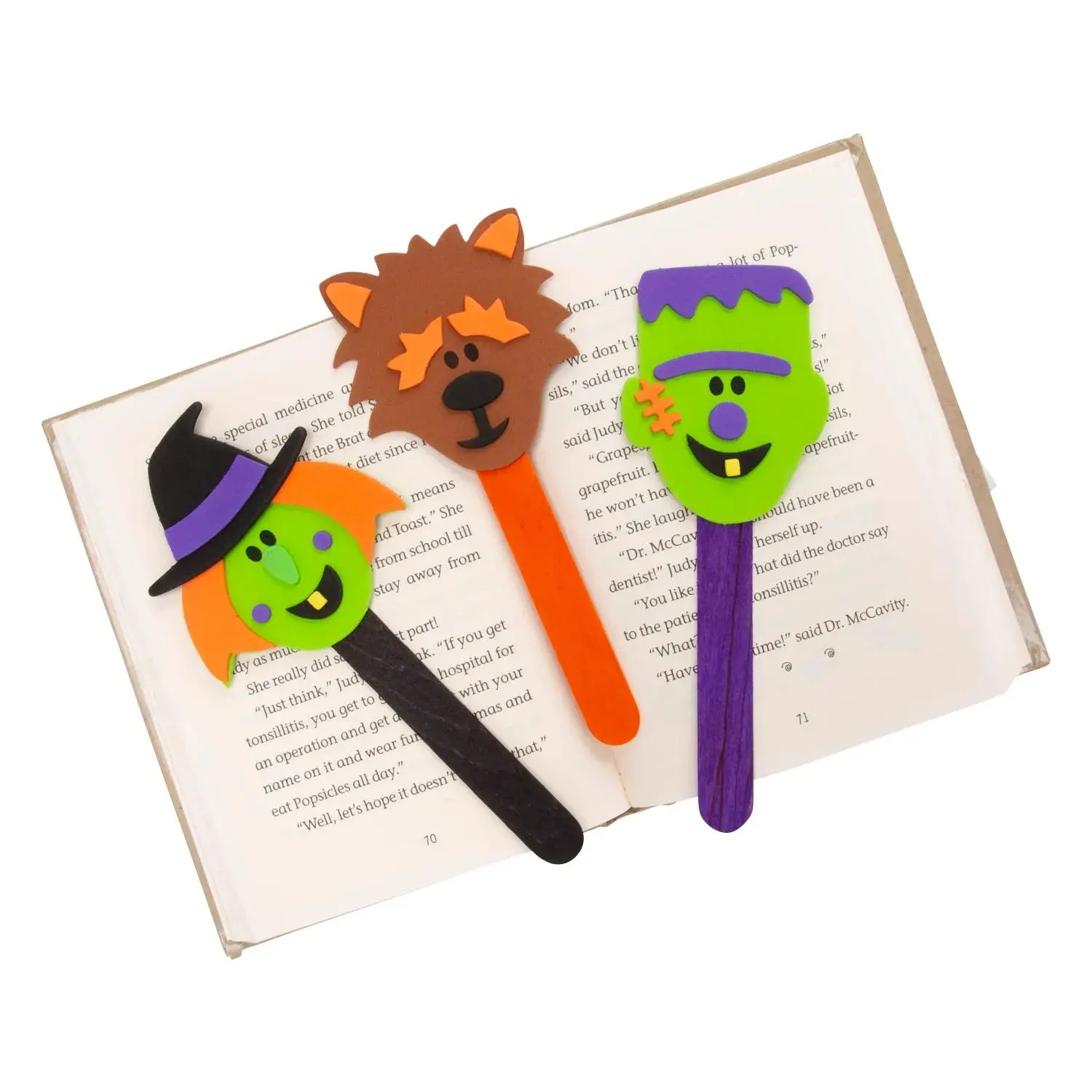 Halloween Characters Bookmark Craft Kit - 6 1/2" - 7 1/4", Makes 12