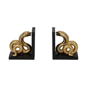 Sagebrook Home 20435 6 in. Snake Bookends - Gold & Black
