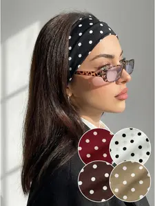 5 Pcs/Set. Fashionable New Polka Dot Yoga Elastic Fabric Hairband. Summer Exclusive Anti-slip Sports Elastic Hair Accessory. Running and Yoga Fashion Headband. Breathable and Sweat-absorbing. Suitable for Both Men and Women. Ideal for Sports and Travel.