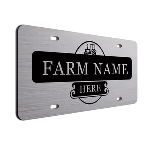 Personalized Farmers License Plates. Choice of tag colors. Beautiful Brushed Aluminum. Your farm or ranch name will shine!