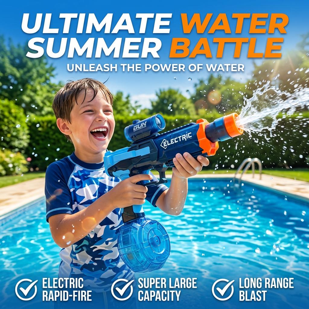 Transparent Electric Water Gun 2 Pack for Adults and Kids Light Up Automatic Squirt Gun Dual-Purpose Cool Watergun Large Capacity Summer Outdoor Beach Pool Party Toy Gift LED Lighted rechargable light-up Multicolor backyard game