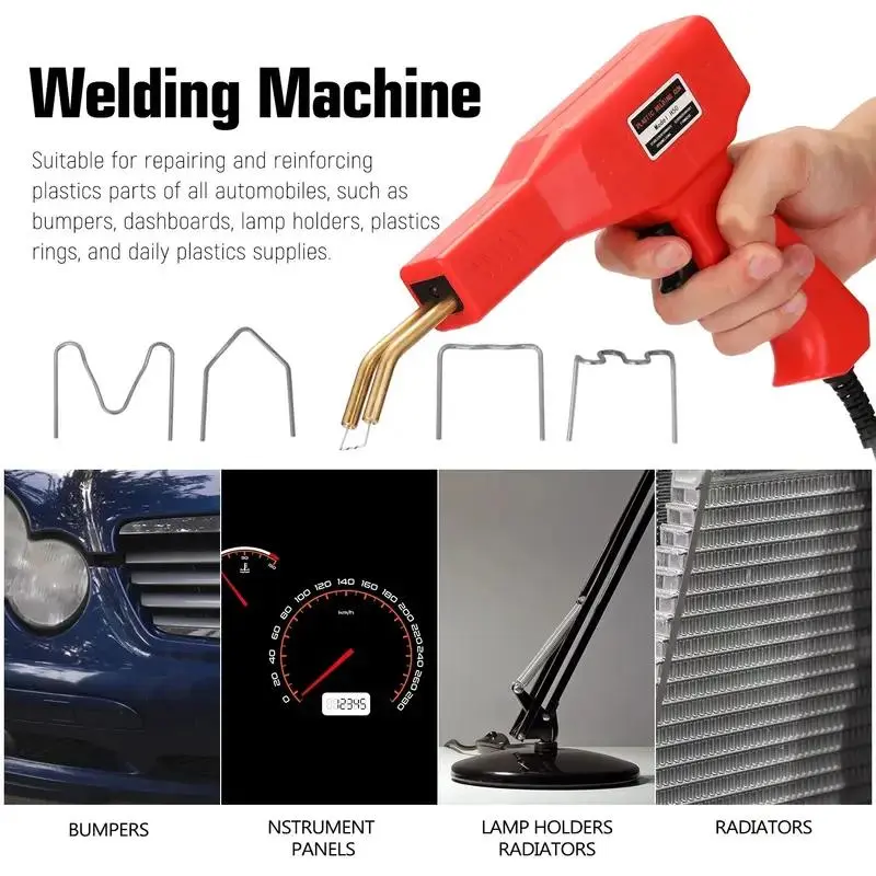 Plastic Repair Welder Kit, Welding Machine, Welding Repair Tool, Hot Stapler with 4 Types Wave Staples, LED Indicator, Car Bumper Repair, Gun Style, 110v Plug Powered