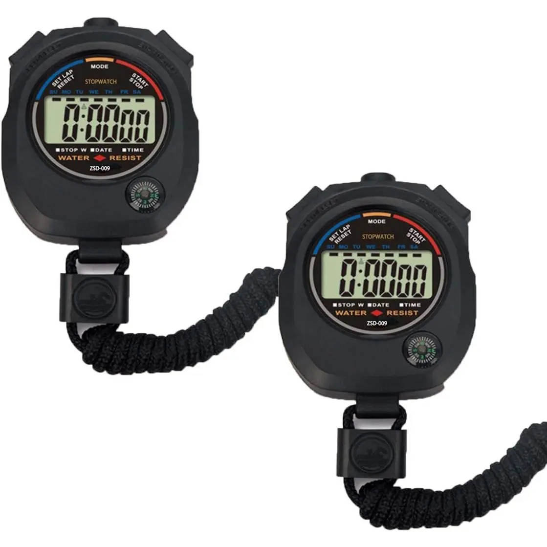 2 Pack Multi-Function  Digital  Stopwatch Timer, Large Display with Date Time and  Function,Suitable for  Coaches Fitness Coaches and Referees,