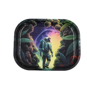 Decorative Remote Side Friendly Astronaut Tray Decoration Metal Snack Plates