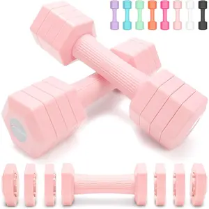 Adjustable Dumbbells Set, 4 in 1 Hand Weights Set for Women Men 10 LB/ 12 LB Dumbbell Pair Each 2lbs 3lbs 4lbs 5lbs Weights Dumbbells Set with TPU Soft Rubber Handle for  Gym Exercise Fitness