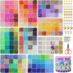 30000 Pcs Clay Beads Bracelet Making Kit, 9 Boxes  Friendship Bracelet Kit Flat Polymer Clay Beads for Jewelry Making, Crafts Gift