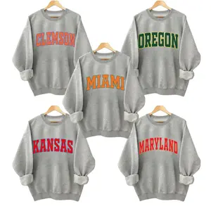 Distressed Varsity College Sweatshirt – Sport Grey, unisex classic fleece pullover with a vintage athletic look, perfect for casual layering - MB
