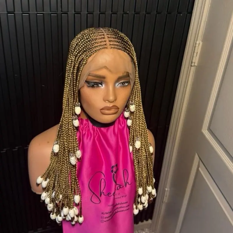 Full lace tribal beaded cornrow wig