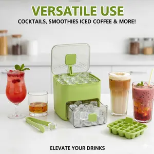 48-Cube Transparent Ice Tray: Press Handle, One-Time Forming, Food-Grade BPA-Free, Wide Handle, Multi-Tier Storage (for Whisky, Wine, Cocktails)