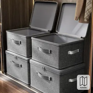2Pcs/4pcs, Extra-large Foldable Cationic Storage Box, Waterproof Storage, Bed Sheet Organizers, Foldable Storage And Organization Boxsuitable For Wardrobes, Bedrooms, Kitchens, Books, Multi-functional Storage And Organization Box(dual Zippers, 3 Handles)