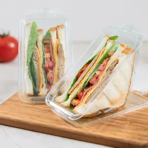 [200 ct] 17oz PET Tamper Resistant Hinged Sandwich Wedge Container, Clear