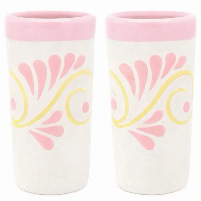 Casa De Queta Cantaritos De Barro Mexican Shot Glasses (2-Pack) 2 Oz - Drinkware For Party, Viva La Fiesta, Set Stylish Traditional Clay cute cups coffee
