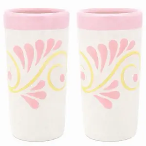 Casa De Queta Cantaritos De Barro Mexican Shot Glasses (2-Pack) 2 Oz - Drinkware For Party, Viva La Fiesta, Set Stylish Traditional Clay cute cups coffee