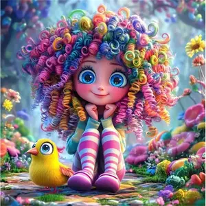 Full Round Diamond Mosaic Girl Portrait Cartoon DIY Set New Arrival Painting Chicken Embroidery Handicraft Needle Crafts Kit DIY Kits