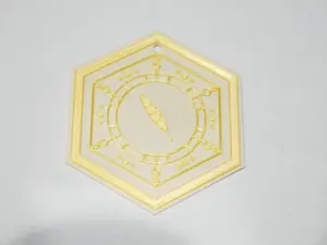 Feathered Host Keychain - Sleep Token with Yellow Hexagon Design and Feather Detail