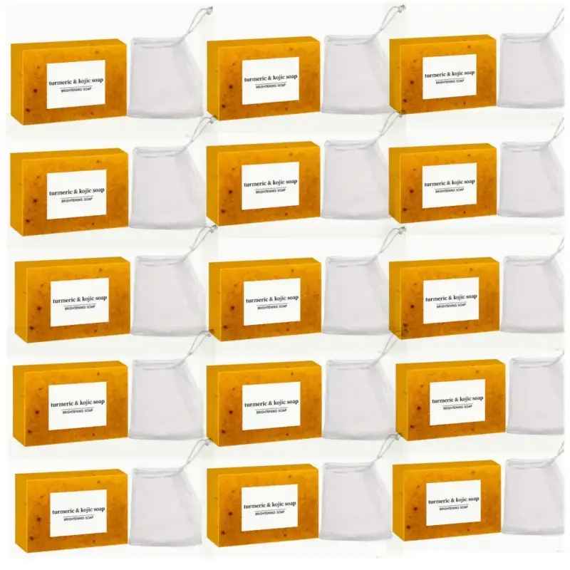 Lemon Turmeric Brightening Bar with Kojic Acid - Gentle Foaming Cleanser for Men & Women, Includes Soap Saver Bag, Acne-Fighting Selfcare for Summer, Restores & Exfoliates for Skin Repair, Christmas Gift