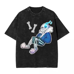 Washed T Shirts Sans Undertale Hip Hop Vintage T-Shirt High Street Streetwear Short Sleeve Summer Tops 2Tee Shirt Men Women