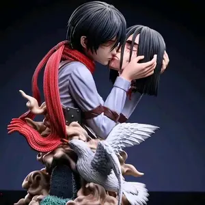 Attack On Titan Anime Figures Eren Jaeger & Mikasa Ackerman One Last Kiss 8 inches Collectible Statue for Fans