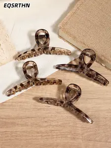 4 pieces of leopard print cross hair claw, firmly grip hair clip accessories, autumn fashion hair clip, leopard print pattern winter holiday dress for women.
