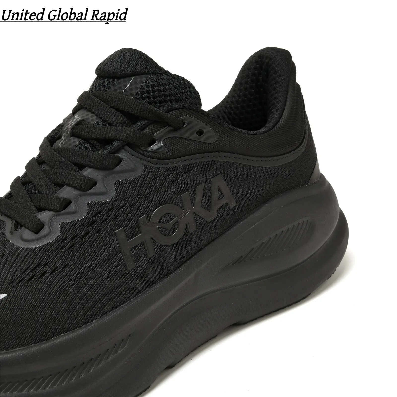 Matte Black Platform Running Shoes - Lightweight Mesh Upper with Thick Shock-Absorbing Sole for All-Day Comfort | Fashionable Sporty Kicks