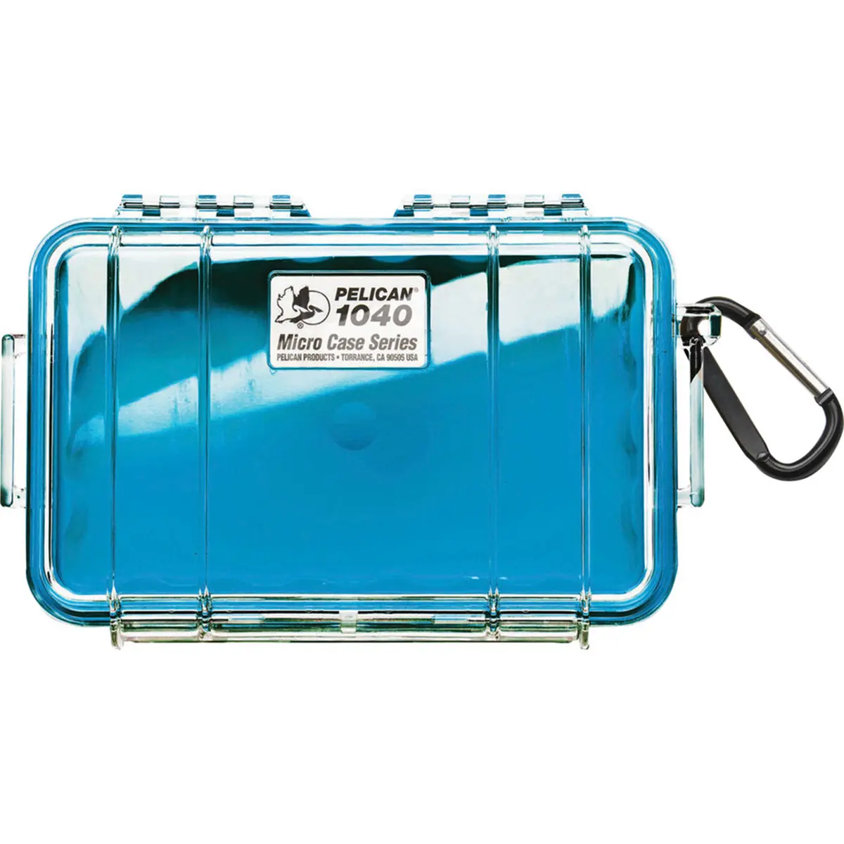 Pelican 1040 Watertight Hard Micro Case - Clear/Blue, Hard Shell Organizer, Water Resistant Travel Gear with Rubber Liner, Automatic Pressure Purge Valve, Ideal for Luggage, Outdoor Activities