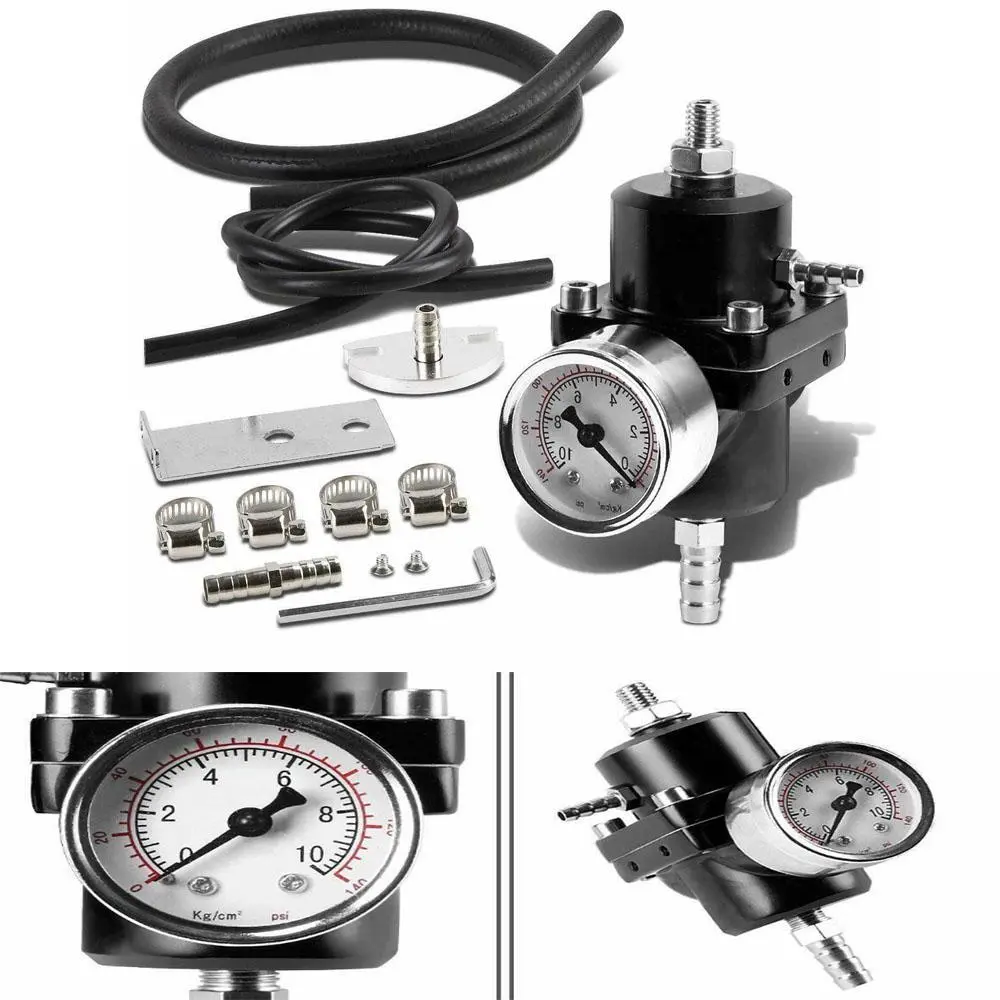 All-In-One Fuel Pressure Regulator Assembly with Built-in Pressure Gauge, Durable Aluminum Body Universal Fit, Precise Pressure Adjustment to Boost Engine Responsiveness & Driving Performance