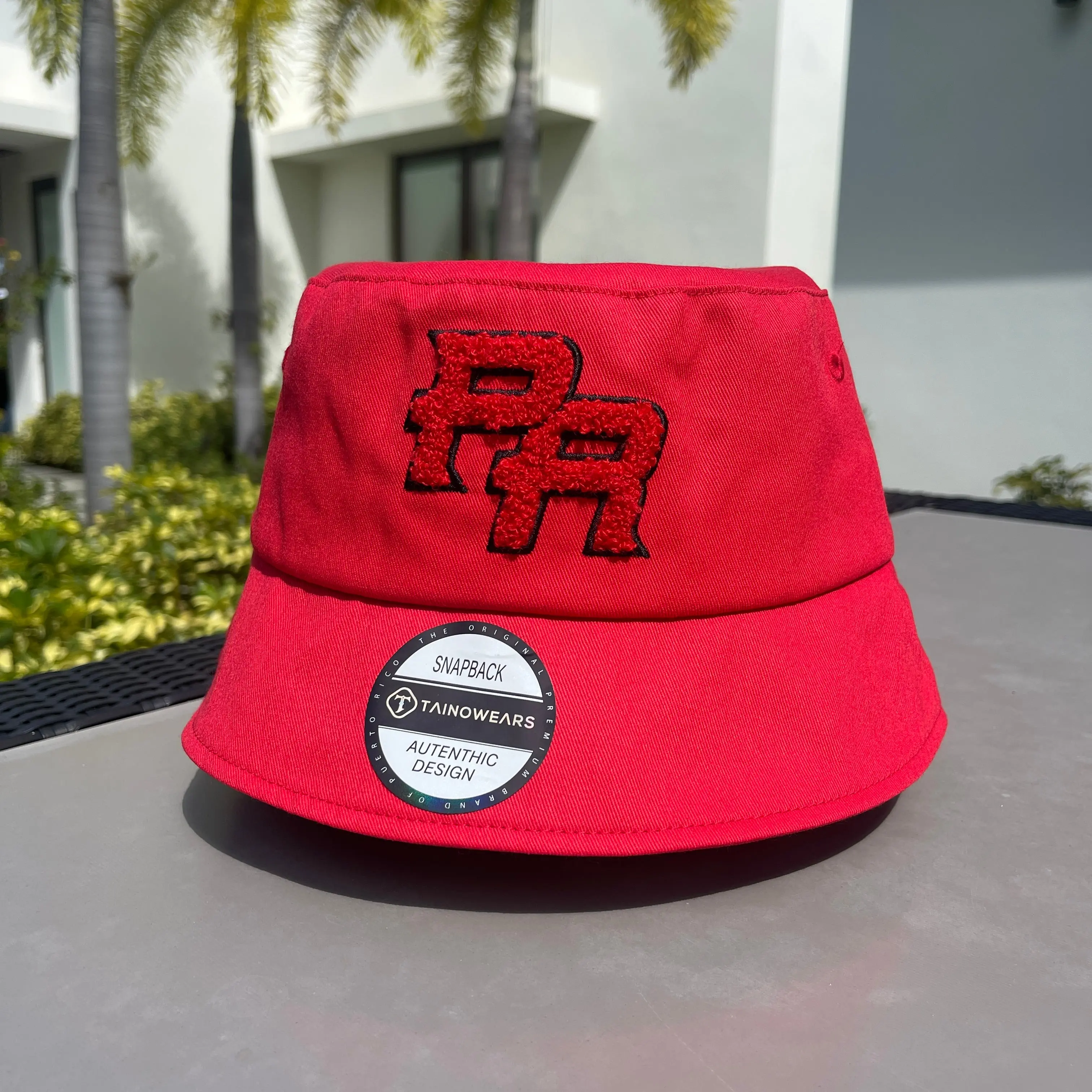 Puerto Rico PR Chenille Bucket Hat | Cotton Festival Hat