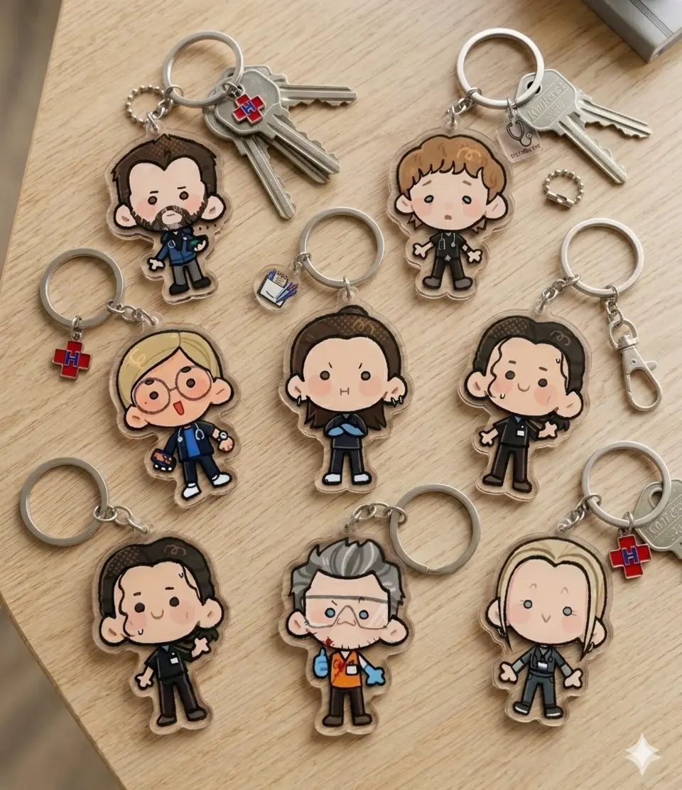 Chibi The Pitt Acrylic Keychain, The Pittlings Medical Drama Acrylic Keychain