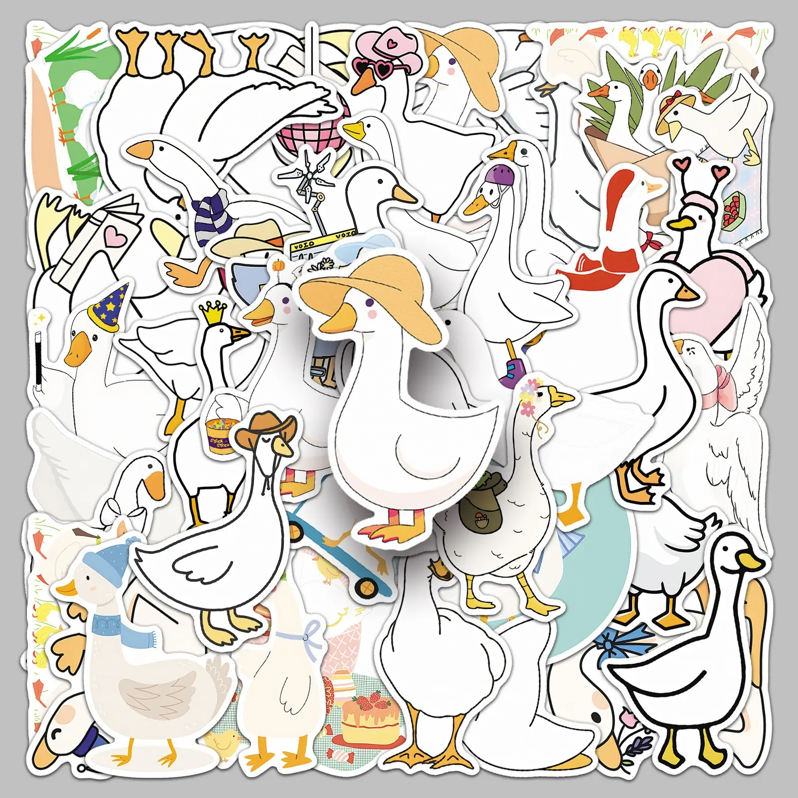 50pcs white goose cute cartoon animal graffiti creative stickers Funny Stickers pencil case glass souvenir album decorative stickers Decal Sticker Stickers For Scrapbooking