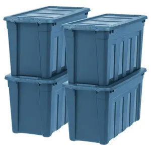 IRIS USA Storage Totes, 31 Gal Stackable Bins with Handles & Lids, 4 Pack, Navy IRIS USA Storage Totes, 31 Gal Stackable Bins with Handles & Lids, 4 Pack, Navy