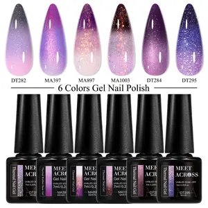 Meet Across 6 Colors Temperature Color Mood Changing Gel Nail Polish, Soak off UV LED Thermal Temperature Art, Nail Care & Styling, DIY Manicure, Manicure, Gel Polish Set