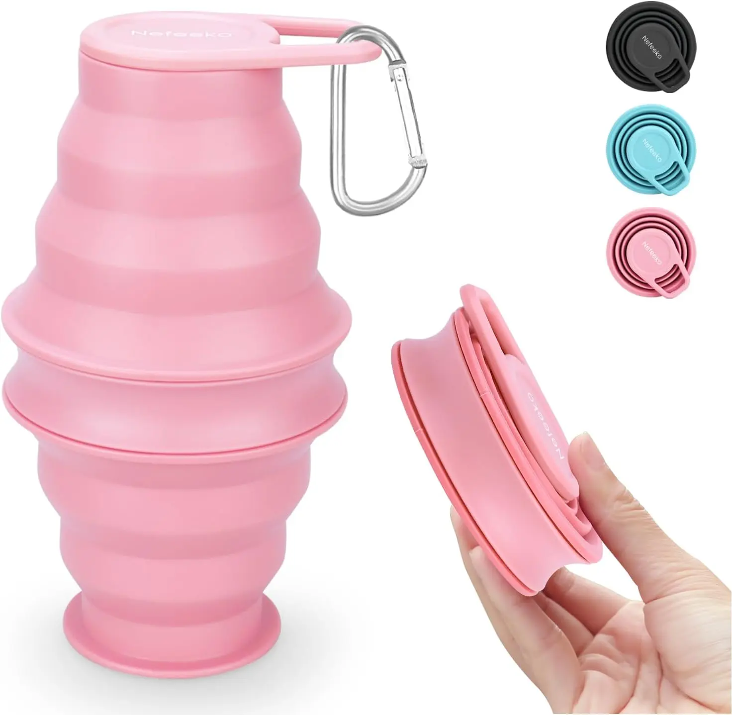 Collapsible Silicone Water Bottle, 17oz (500ml) Unisex Reusable BPA-Free Leak-Proof Solid Drop-Resistant Portable Sports Bottle with Carabiner & Anti-Scald Ring for Sports Enthusiasts, 24-Month Durability Assurance