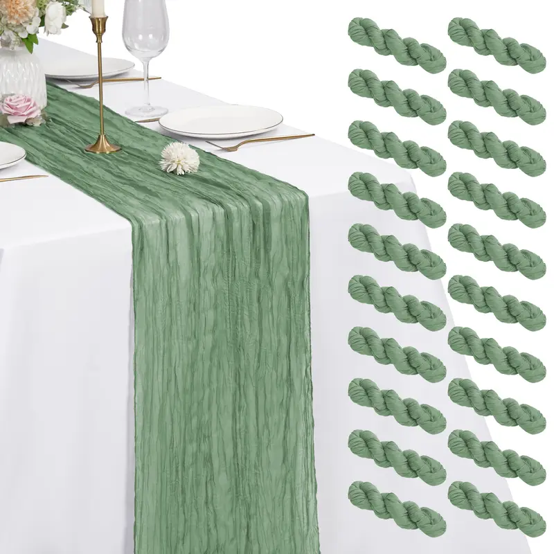 6/12/20 PC 17.7*108 inch Cheesecloth Table Runner,For Wedding,Bridal Shower,Party,Baby Shower,Halloween Decor Anniversary Party Household Items Decoration,#Outdoor gathering gear #Back-to-school #Halloween
